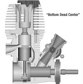 traxxas engine cutaway with piston at bottom dead center