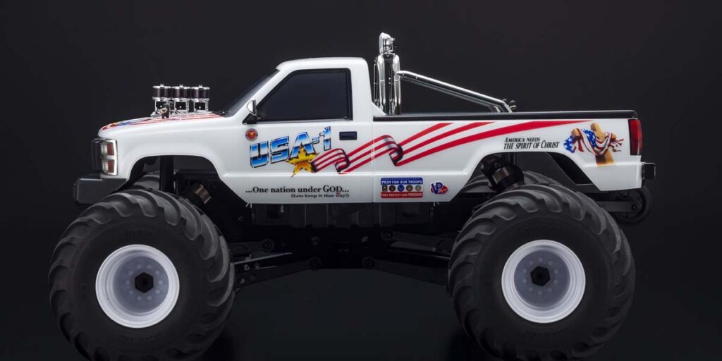 Kyosho usa-1 on a black backdrop